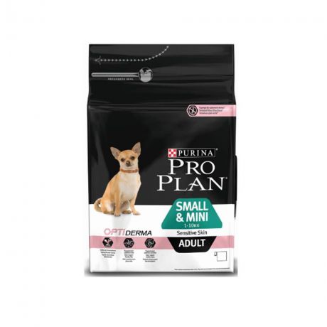 PRO PLAN Adult Small&Mini Sensitive Skin корм для взрослых собак мелких и карликовых пород с чувствительной кожей, с лососем 3кг