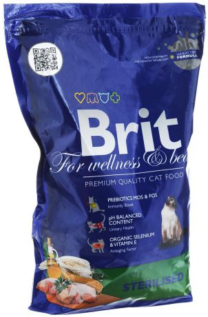 Корм сухой "Brit Premium" для стерилизованных кошек и кастрированных котов, 1,5 кг