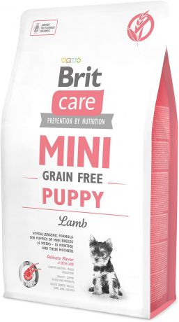 Корм сухой беззерновой Brit Care "Mini Grain Free Puppy" для щенков мини-пород, ягненок, 2 кг