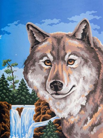 Канва с нанесенным рисунком Grafitec "Портрет волка", жесткая, для вышивания гобеленовым швом, 30 x 40 см
