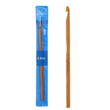 Крючок для вязания, бамбуковый, диаметр 6 мм, длина 15 см