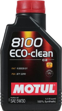 Масло моторное Motul "8100 Eco-Clean", синтетическое, 5W-30, 1 л