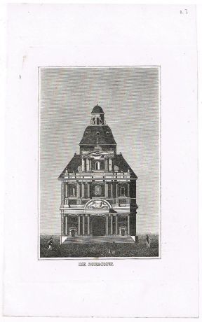 Сорбонна (Die Sorbonne). Гравюра, офорт. Германия, 1850 год