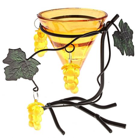 Подсвечник "Виноград", цвет: желтый, 9 х 13 х 13 см