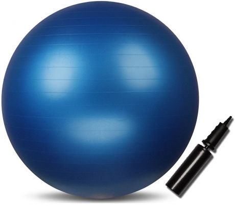 Мяч гимнастический "Indigo", с насосом, цвет: синий, диаметр 75 см