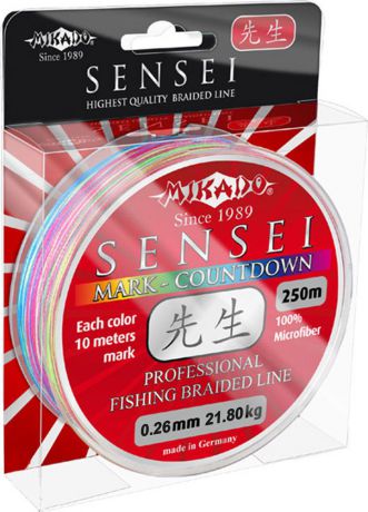 Плетеный шнур Mikado Sensei Mark-Countdown, 21,80 кг, z17_026-345-250, разноцветный, 250 м