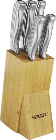 Набор кухонных ножей Vitesse, на подставке, VS-2745, серебристый, 6 предметов