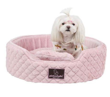 Лежак круглый с косточкой для собак Pinkaholic "ARCTIC BED" (Южная Корея), розовый, 50х50х11см