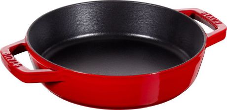 Сковорода круглая "Staub", с чугунными ручками, цвет: темно-красный. Диаметр 20 см
