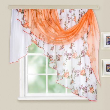 Комплект штор для кухни Witerra "Мелодия", цвет: персиковый, высота 160 см. 70117