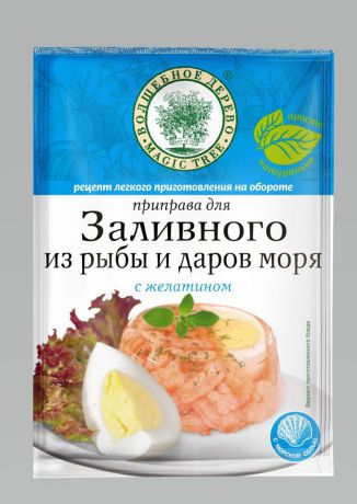 Приправа для заливного из рыбы и даров моря с желатином 40г, Волшебное дерево