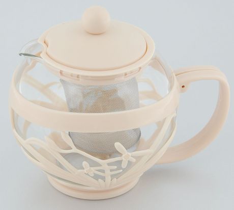 Чайник заварочный Menu "Мелисса", с фильтром, цвет: прозрачный, бежевый, 750 мл
