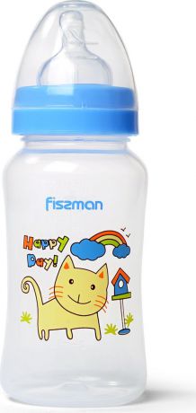 Бутылочка для кормления Fissman, с широким горлышком, 6890, голубой, 300 мл