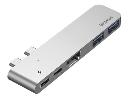 Хаб Baseus Thunderbolt C+ Dual Type-C - USB 3.0/HDMI/Type-C Female HUB Converter Deep Space Grey CAHUB-B0G