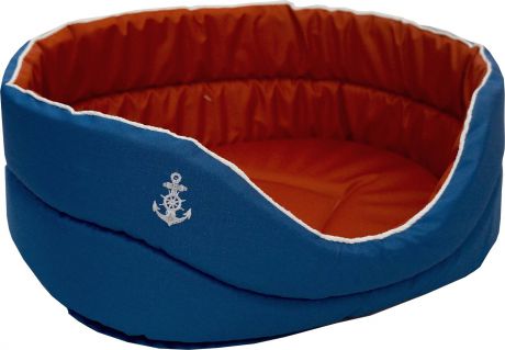 Лежак для животных ZOOexpress "Морская" №8, 75618, синий, красный, 78 х 58 х 21 см