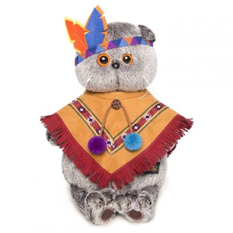 Мягкая игрушка Басик и Ко Кот Басик в костюме индейца, 22 см серый