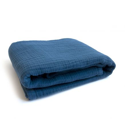 Муслиновое одеяло MamSi 8 слоев 120х90см синий