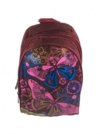 Рюкзак с ортопедической спинкой Бабочка бордовый с сумкой для сменной обуви и пеналом
