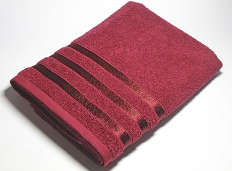 Полотенце махровое "ОН и ОНА", ТРИНИТИ, 50x90 см, цвет - бордовый