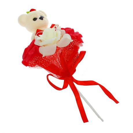 Букет с мишкой "Я люблю тебя", 1389567, белый, красный
