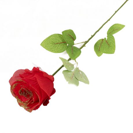Искусственные цветы "Роза с позолотой", 649470, красный, 80 см
