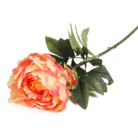Искусственные цветы "Пион с ростком", 3544330, персиковый, 59 см