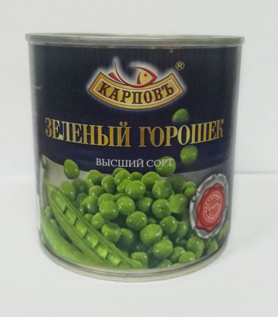 Зеленый горошек "Карповъ", 400 г