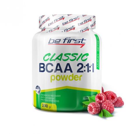 Аминокислоты Be First BCAA 2:1:1 Classic Powder 200 гр, малина