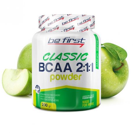 Аминокислоты Be First BCAA 2:1:1 Classic Powder 200 гр, яблоко