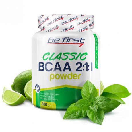Аминокислоты Be First BCAA 2:1:1 Classic Powder 200 гр, мята-лайм