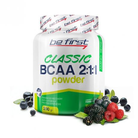 Аминокислоты Be First BCAA 2:1:1 Classic Powder 200 гр, лесные ягоды