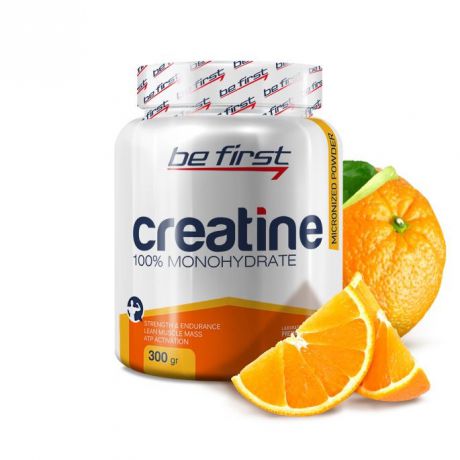 Креатин моногидрат Be First Creatine Monohydrate Micronized Powder 300 гр, апельсин