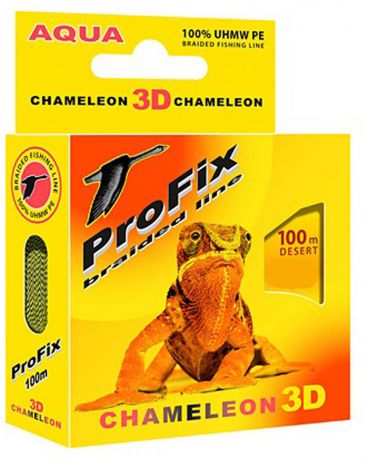 Плетеный шнур Aqua ProFix Chameleon 3D Desert, 2173964, желтый, 0,18 мм, 100 м, 11,2 кг