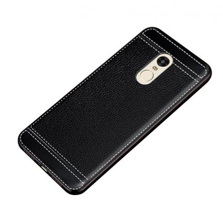 Чехол MyPads для Samsung Galaxy C7 из силикона с дизайном под кожу черный