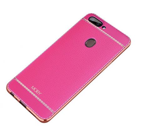 Чехол MyPads для iPhone 7 Plus из силикона с дизайном под кожу розовый