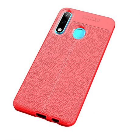 Чехол MyPads для Samsung Galaxy A8 2018 из силикона с дизайном под кожу красный