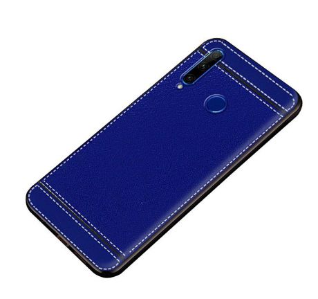 Чехол MyPads для Xiaomi Redmi 6A из силикона с дизайном под кожу синий