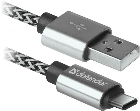 USB кабель Defender USB09-03T PRO USB2.0 Белый, AM-Type-C, 1m, 2.1A