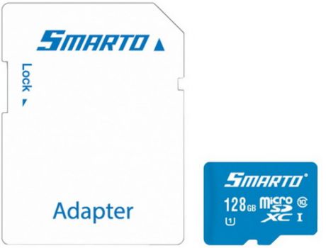 Карта памяти MicroSDHC Smarto 128GB Class10 c адаптером Blue