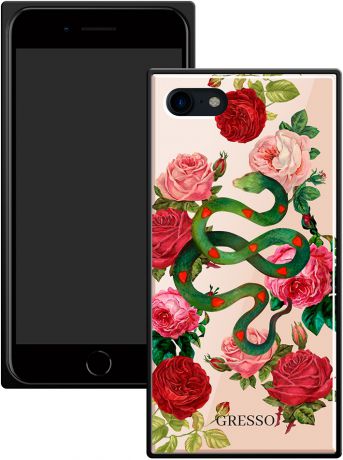 Клип-кейс Gresso Glass Apple iPhone 8/7 прямоугольный змея