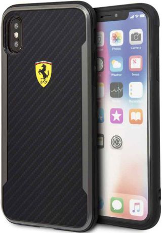 Клип-кейс Ferrari iPhone ХS пластик под карбон Black