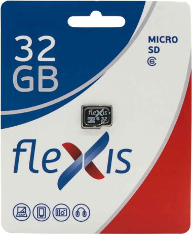 Карта памяти MicroSDHC FLEXIS 32Gb Class 6 без адаптера Black