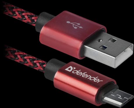 Дата-кабель Defender USB08-03T PRO USB-microUSB 1,2м Red