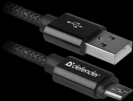 Дата-кабель Defender USB08-03T PRO USB-microUSB 1,2м Black
