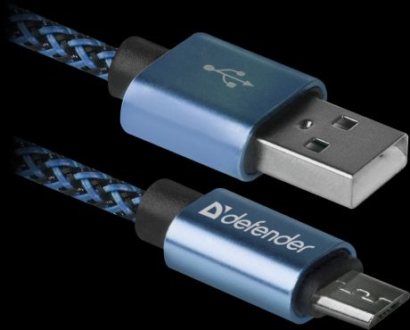 Дата-кабель Defender USB08-03T PRO USB-microUSB 1,2м Blue