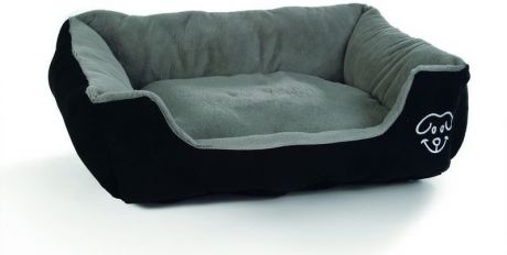Лежак Beeztees Doomba для собак плюшевый черно-серый (65 х 60 х 20 см, Чёрно-серый)