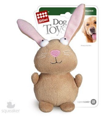 Игрушка Gigwi Кролик с пищалкой для собак (16 см, Бежевый)