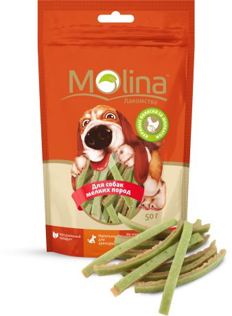 Лакомство Molina Куриные полоски со шпинатом для собак мелких пород 50 г (50 г, )
