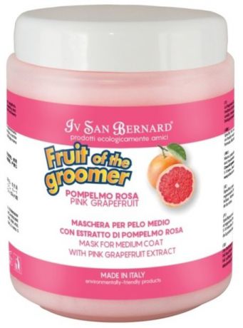Маска Iv San Bernard Fruit of the Grommer Pink Grapefruit восстанавливающая для шерсти собак и кошек средней длины с витаминами (250 мл)