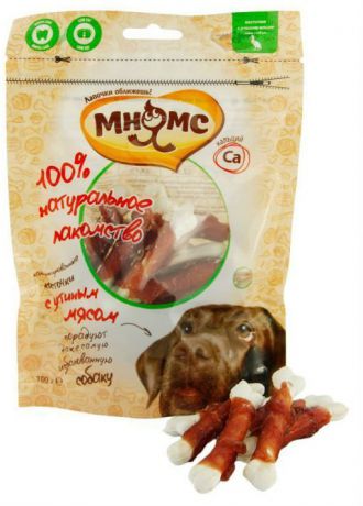 Лакомство Мнямс кальцинированные косточки для собак (100 г, Куриное мясо)